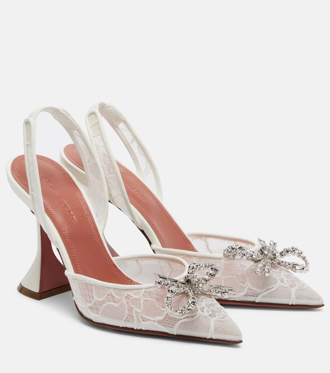 Amina Muaddi - Rosie embellished lace slingback pumps