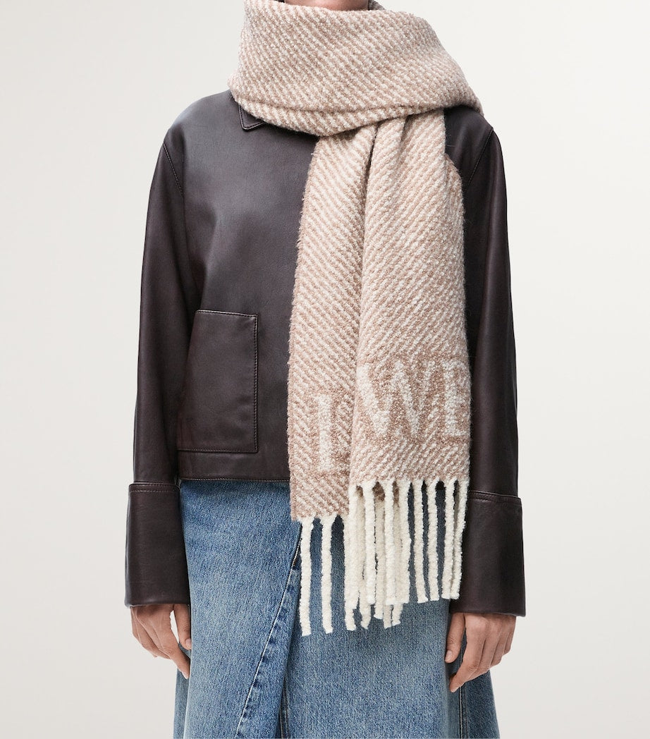 LOEWE Beige Alpaca-Blend Logo Scarf