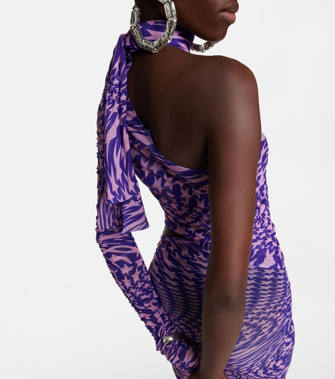 Mugler - Printed mesh cutout minidress