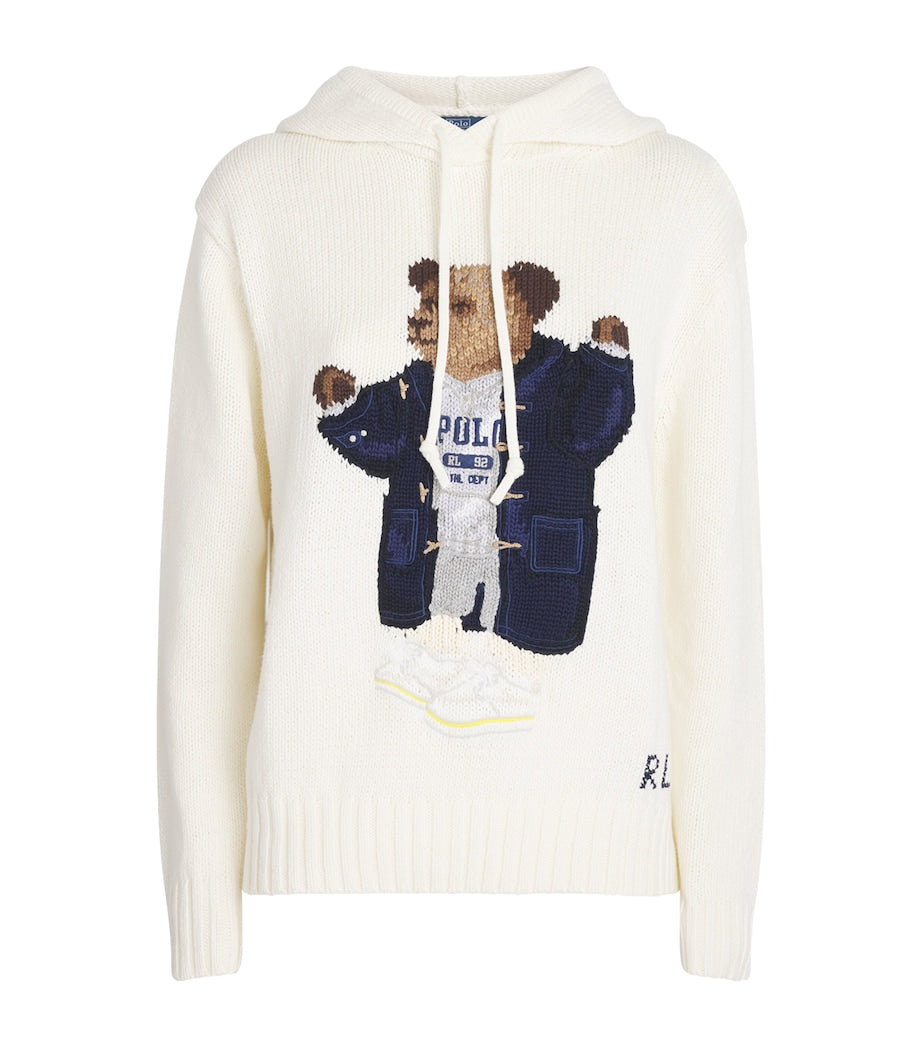 Ivory Cotton-Linen Polo Bear Hoodie