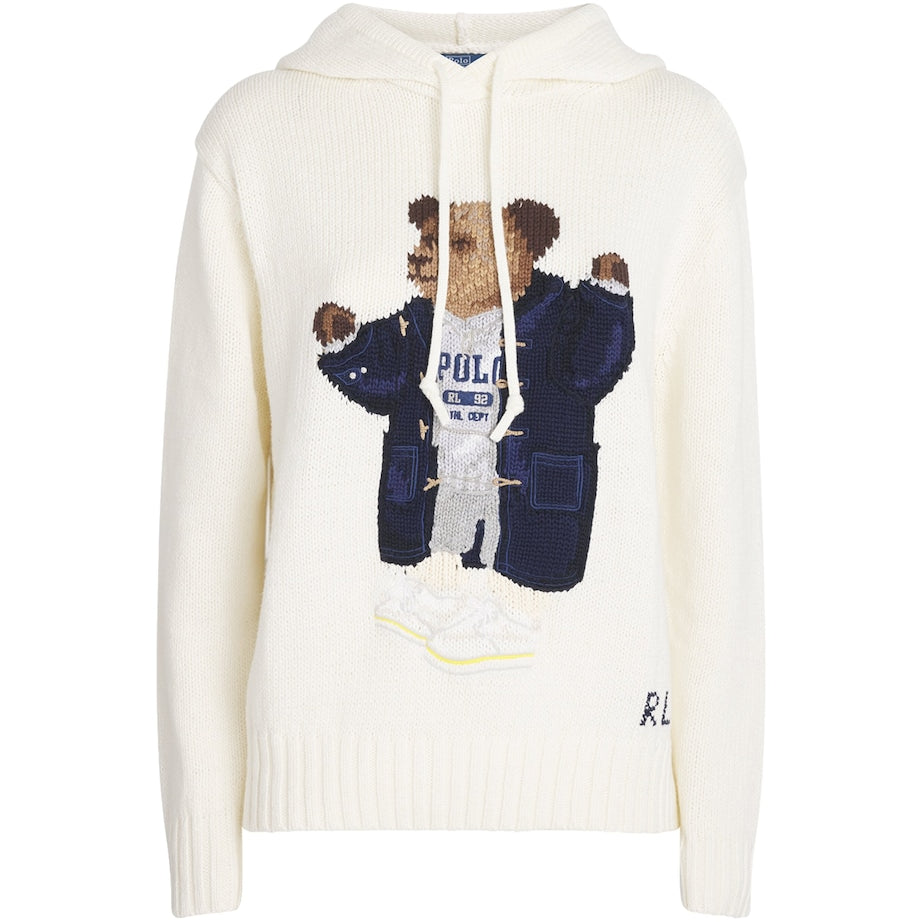 Ivory Cotton-Linen Polo Bear Hoodie