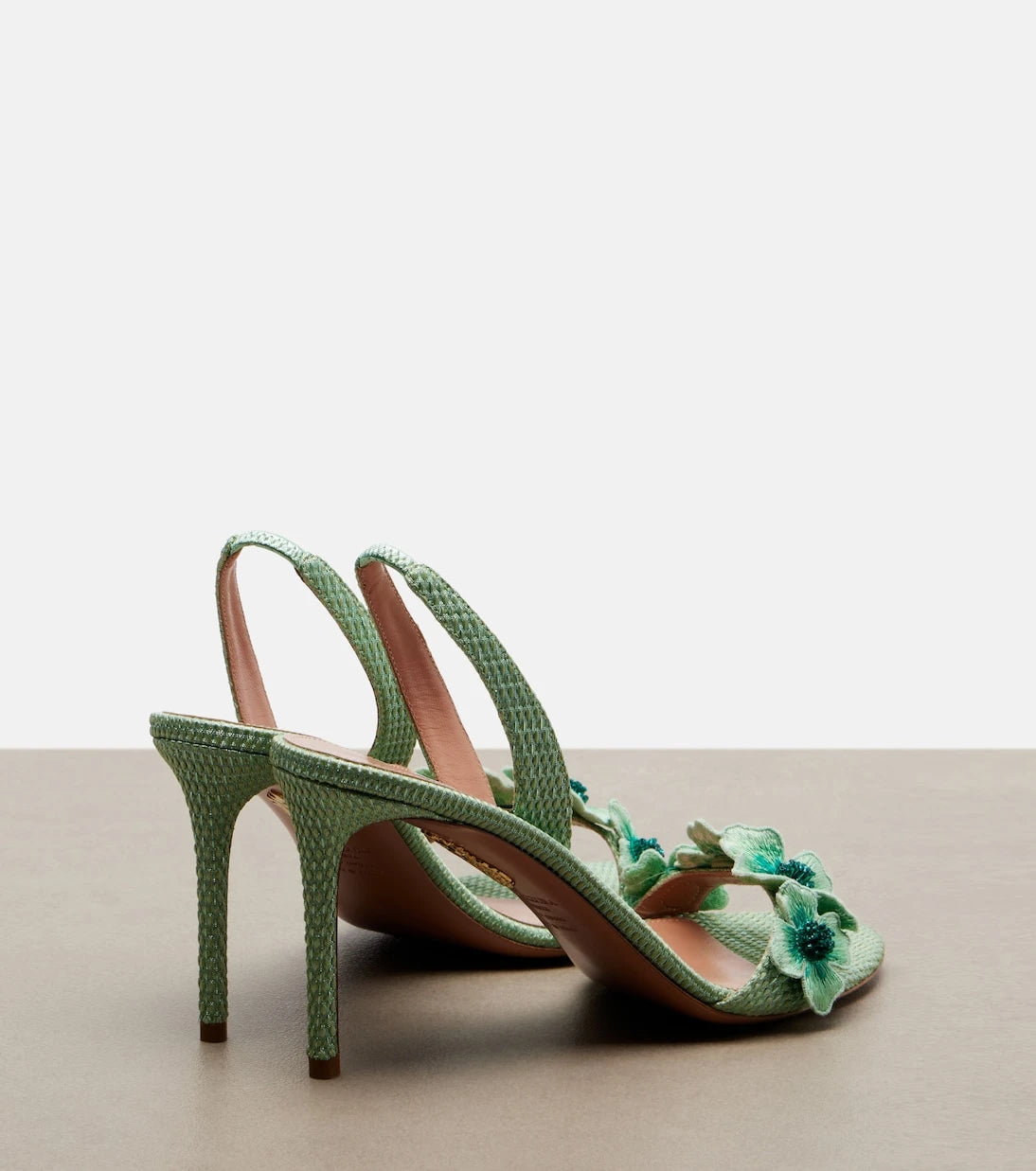 Aquazzura - Passionflower beaded raffia slingback sandals