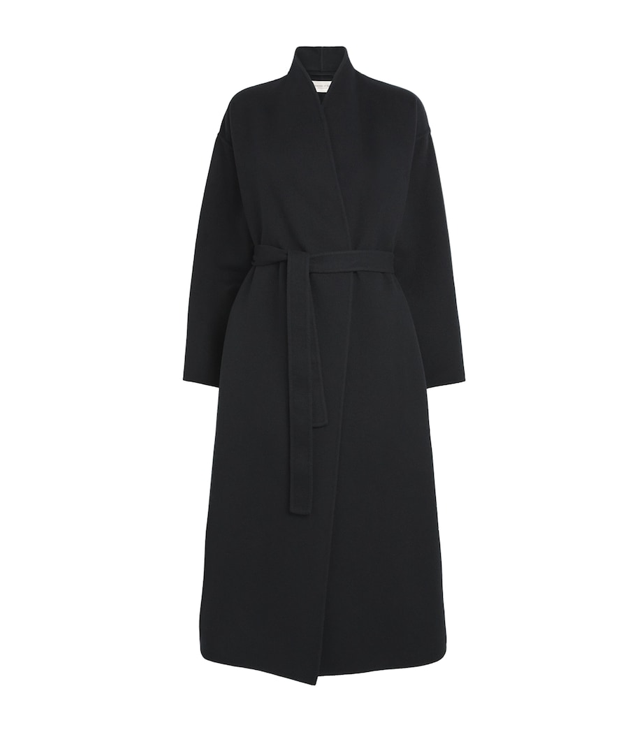 Johnstons Of Elgin Black Cashmere Wrap Belt Long Coat