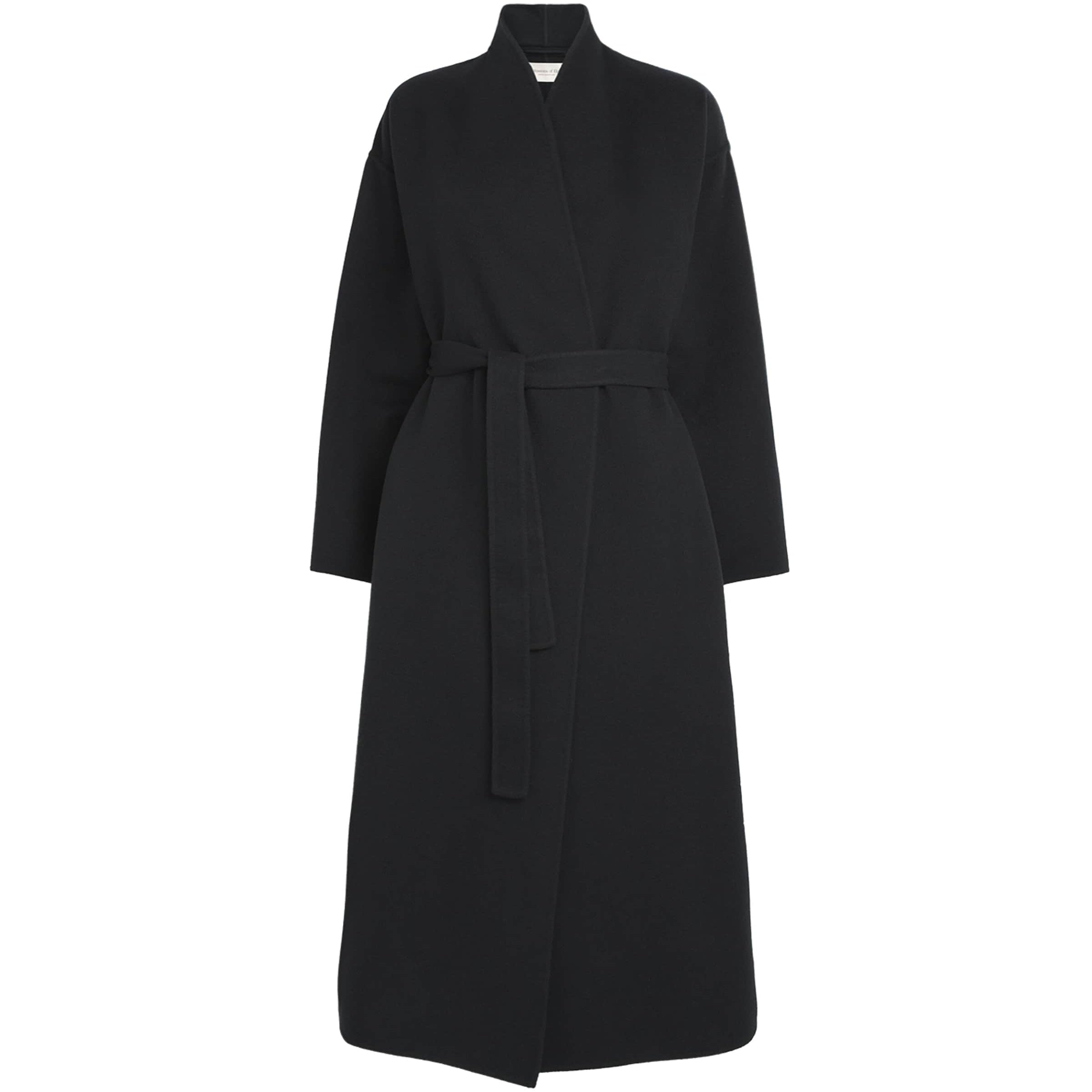 Johnstons Of Elgin Black Cashmere Wrap Belt Long Coat