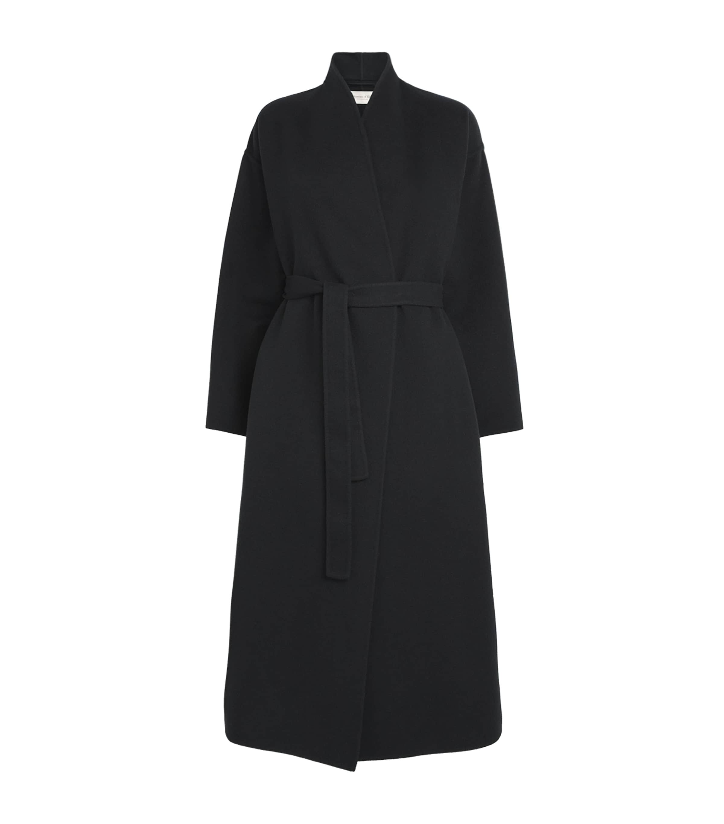 Johnstons Of Elgin Black Cashmere Wrap Belt Long Coat