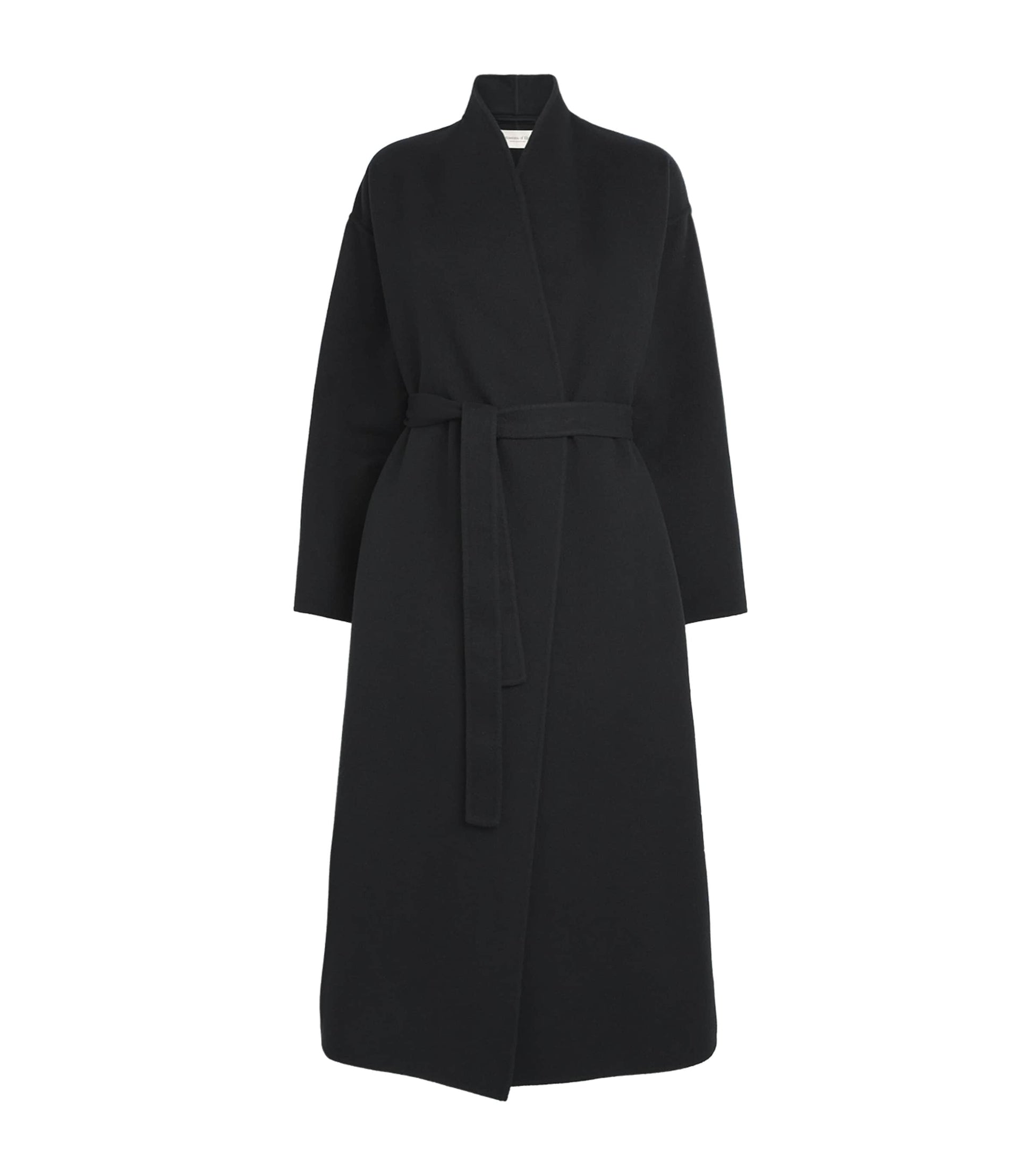 Johnstons Of Elgin Black Cashmere Wrap Belt Long Coat