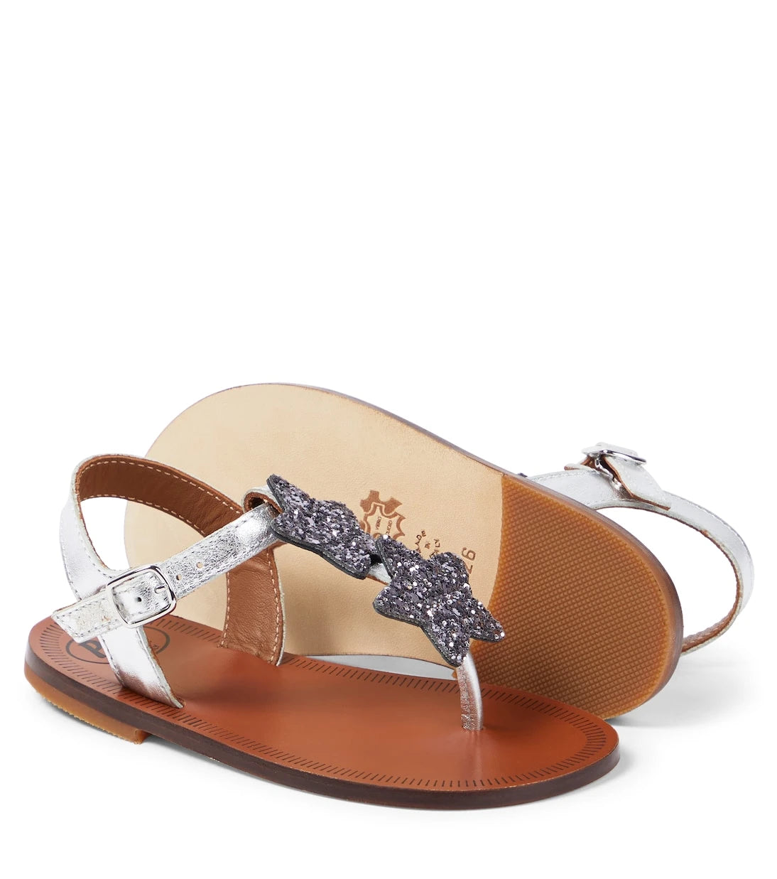 PèPè - Laminato appliqué leather sandals