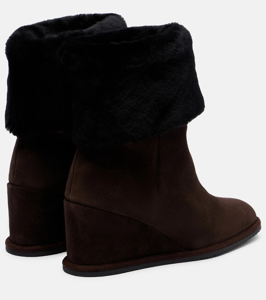 Yves Salomon - Shearling-lined suede wedge ankle boots