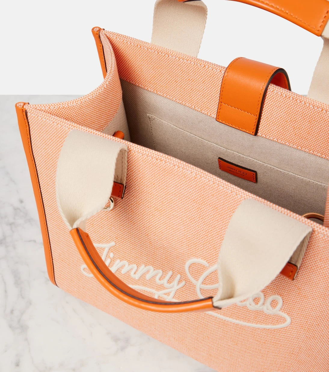 Jimmy Choo - Logo leather-trimmed canvas tote bag