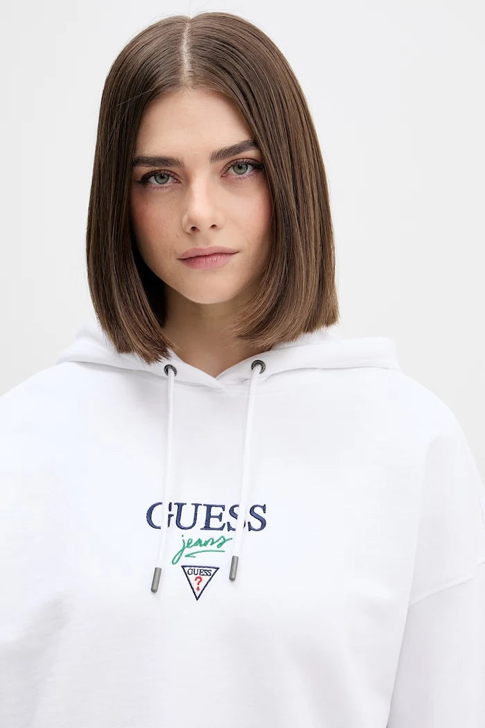 Guess Jeans kadın pamuklu kapüşonlu sweatshirt