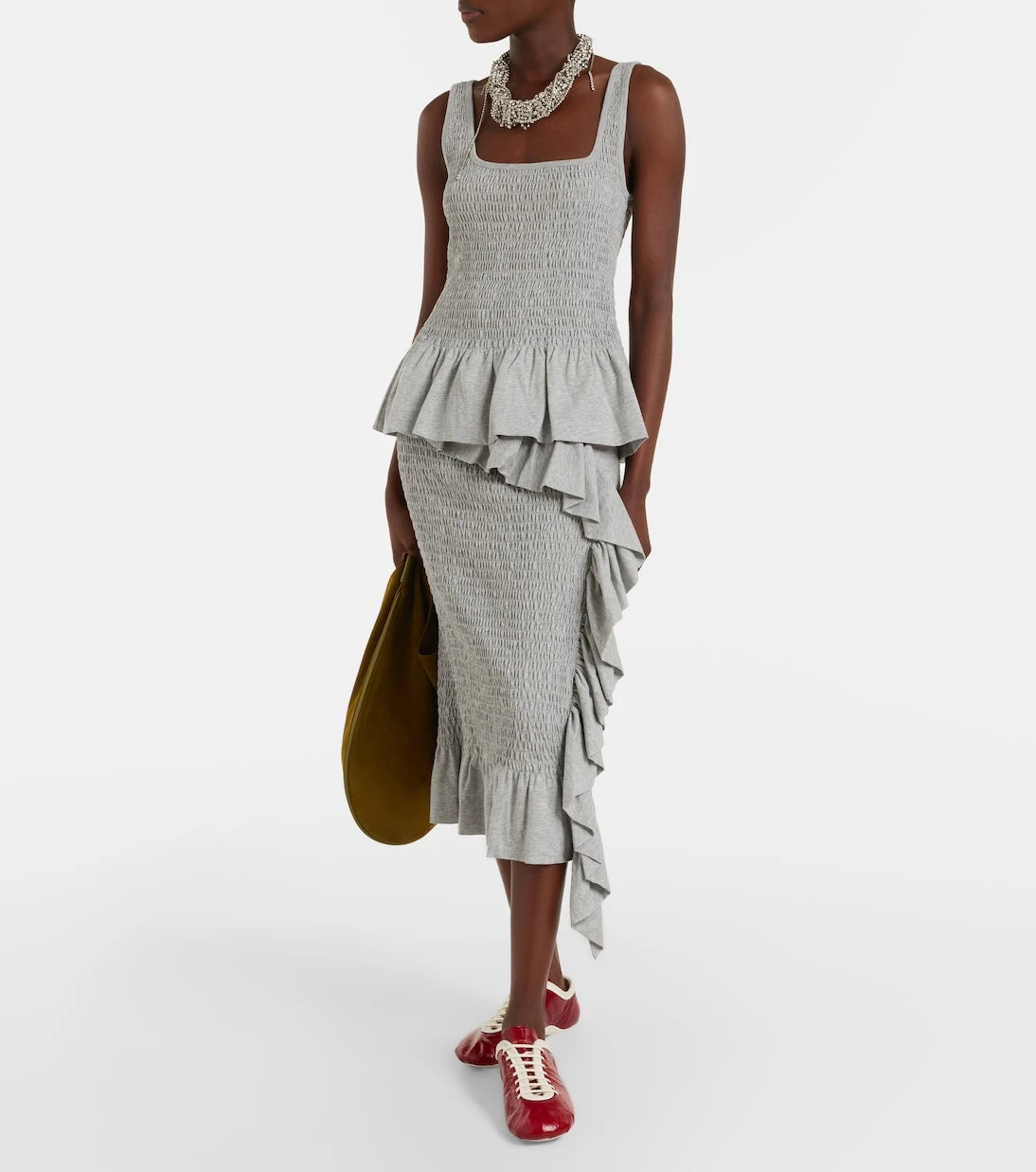 Dries Van Noten - Smocked cotton peplum top