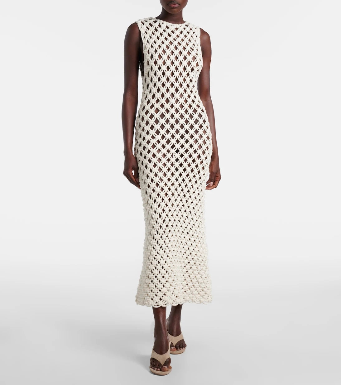 Alaïa - فستان ماكسي من مزيج القطن المحبوك المفتوح