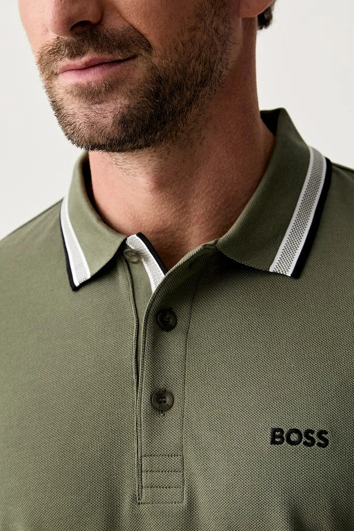 BOSS Green Pamuklu Yakalı Erkek Tişört Paddy