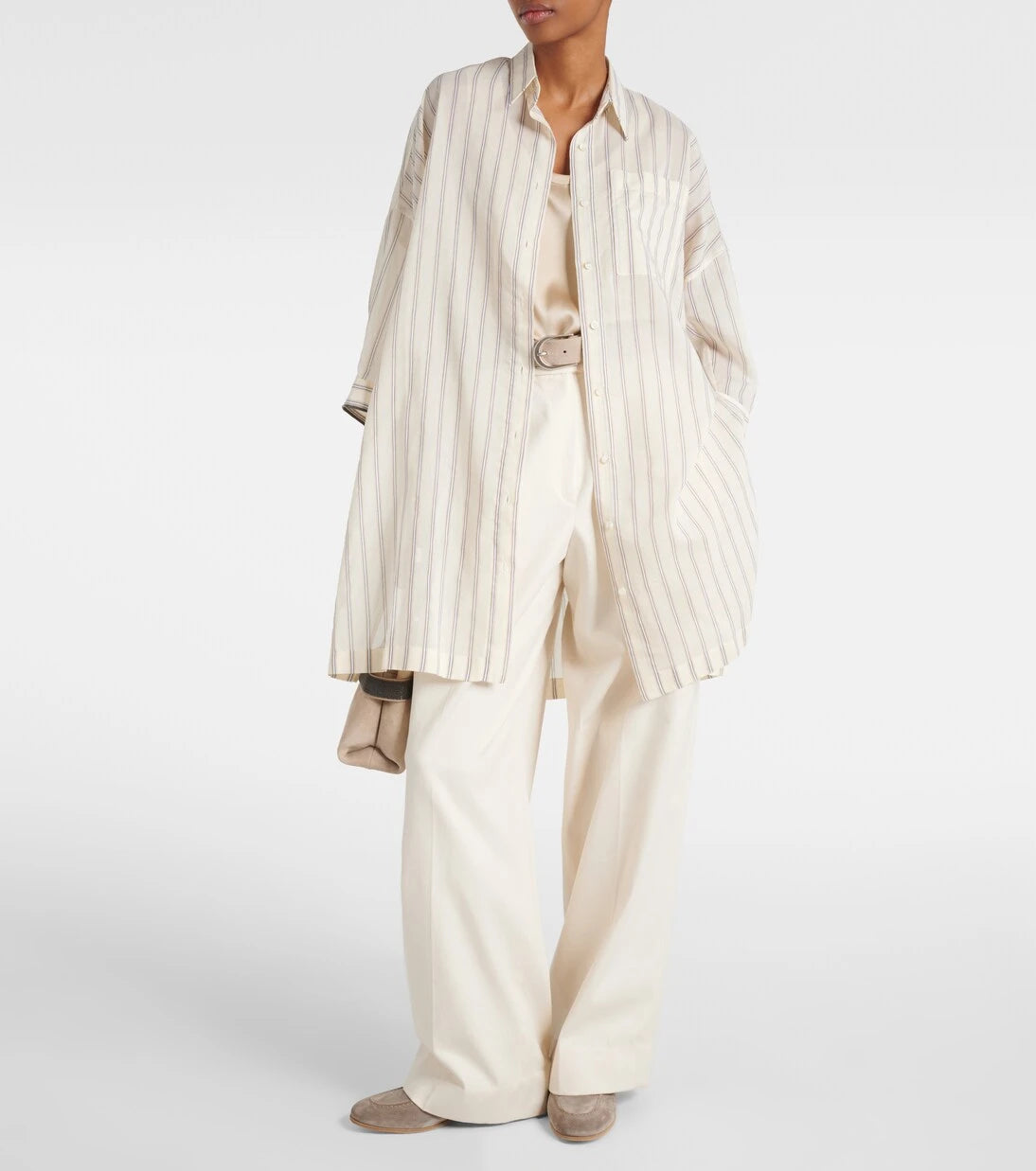 Brunello Cucinelli - Striped cotton and silk shirt