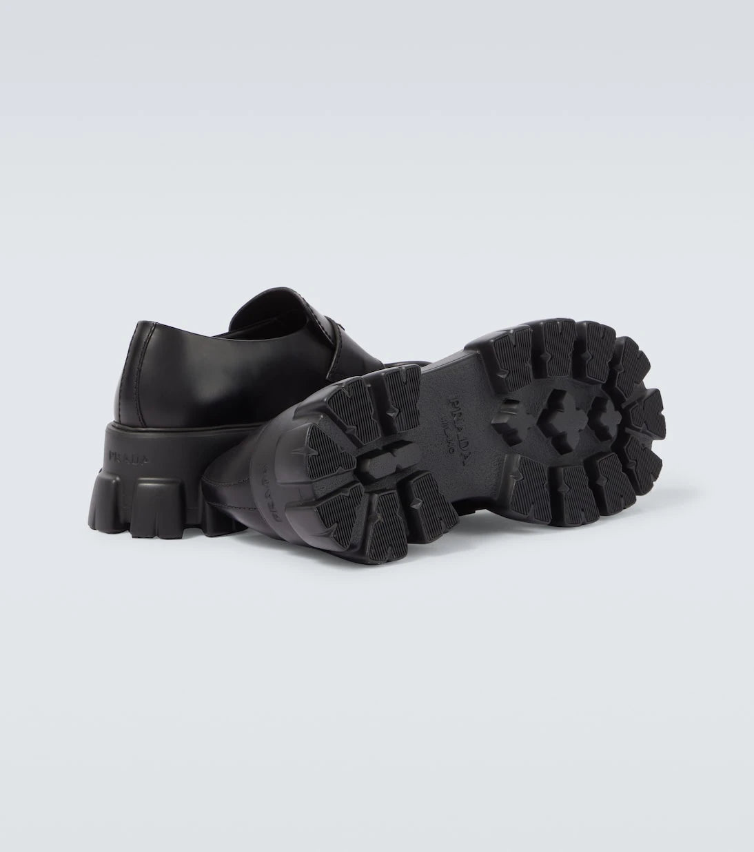 Prada - Logo leather platform loafers