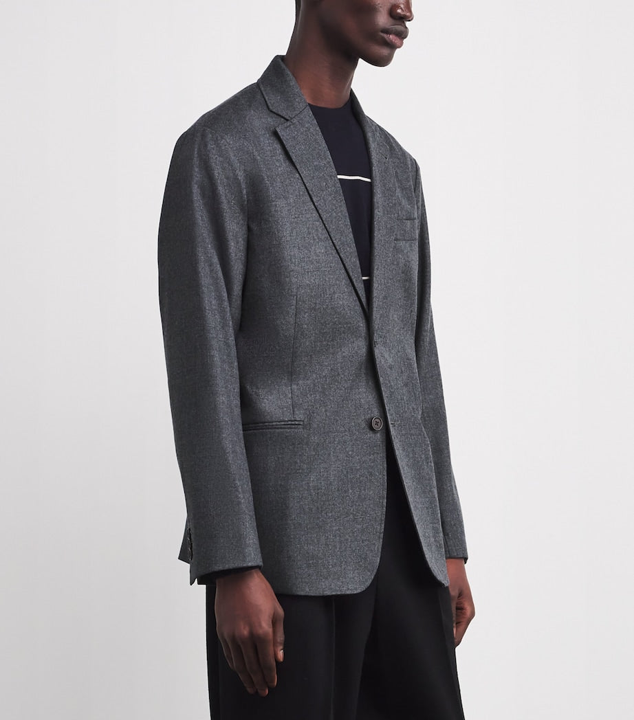 Emporio Armani Grey Virgin Wool Single-Breasted Blazer