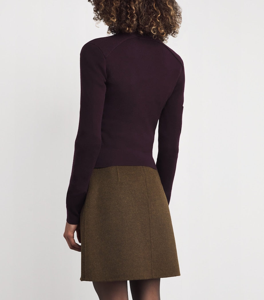 Victoria Beckham Burgundy Merino-Blend Cardigan