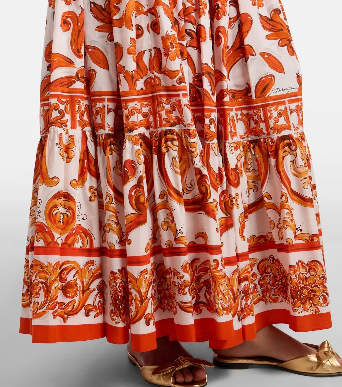 Dolce&Gabbana - Majolica cotton poplin maxi skirt