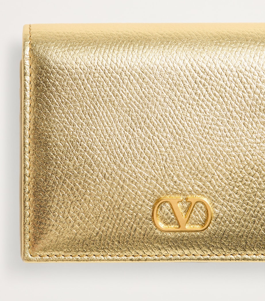 Valentino Garavani Gold Leather VLogo Signature Bifold Wallet
