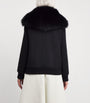 Yves Salomon Black Wool-Cashmere Fur-Trim Jacket