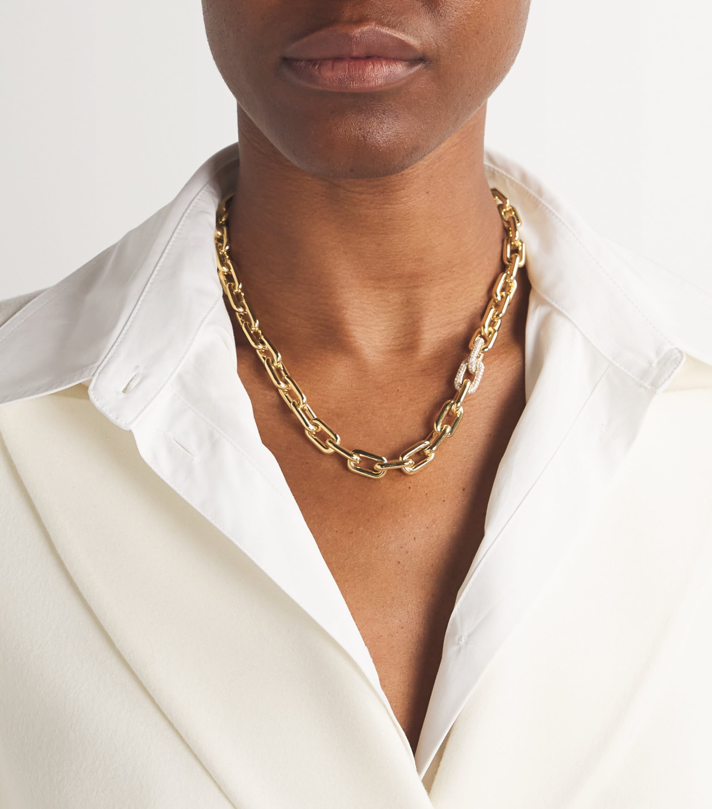 Yellow Gold and Diamond Pavé Link Necklace