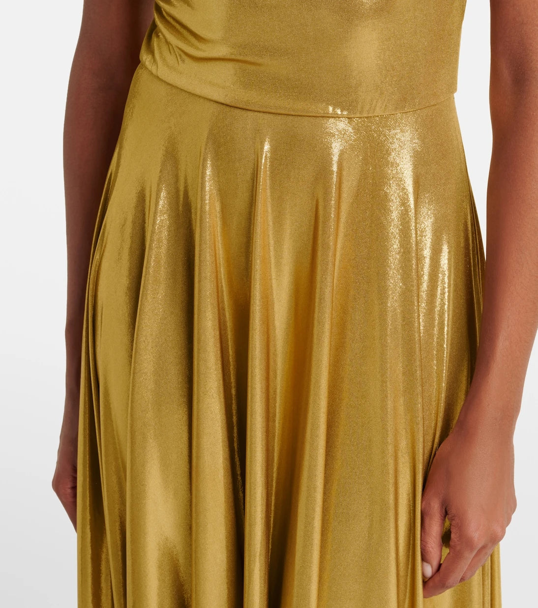 Norma Kamali - Off-shoulder lamè maxi dress