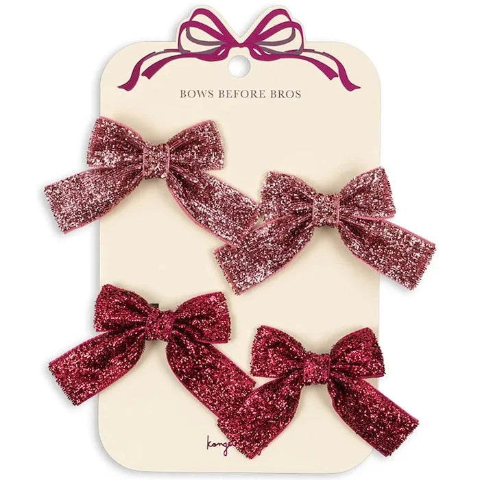 Konges Sløjd GLITTER BOW HAIR CLIPS (4 adet) Çocuk Saç Tokası