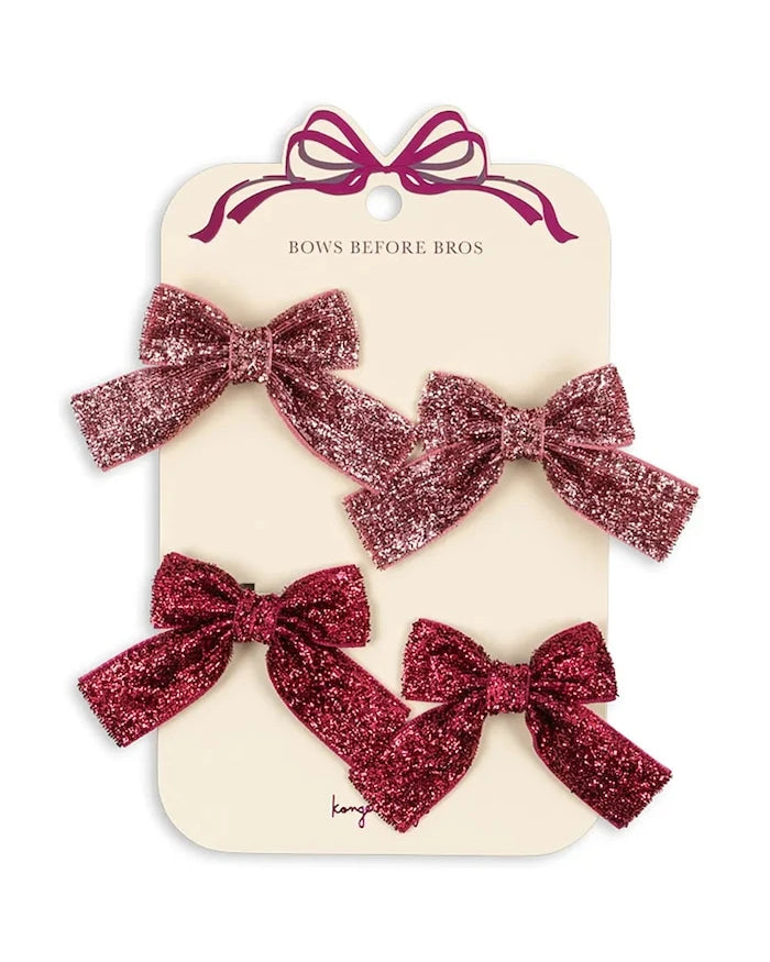 Konges Sløjd GLITTER BOW HAIR CLIPS (4 adet) Çocuk Saç Tokası
