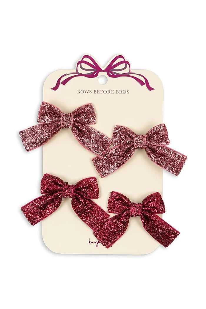 Konges Sløjd GLITTER BOW HAIR CLIPS (4 adet) Çocuk Saç Tokası