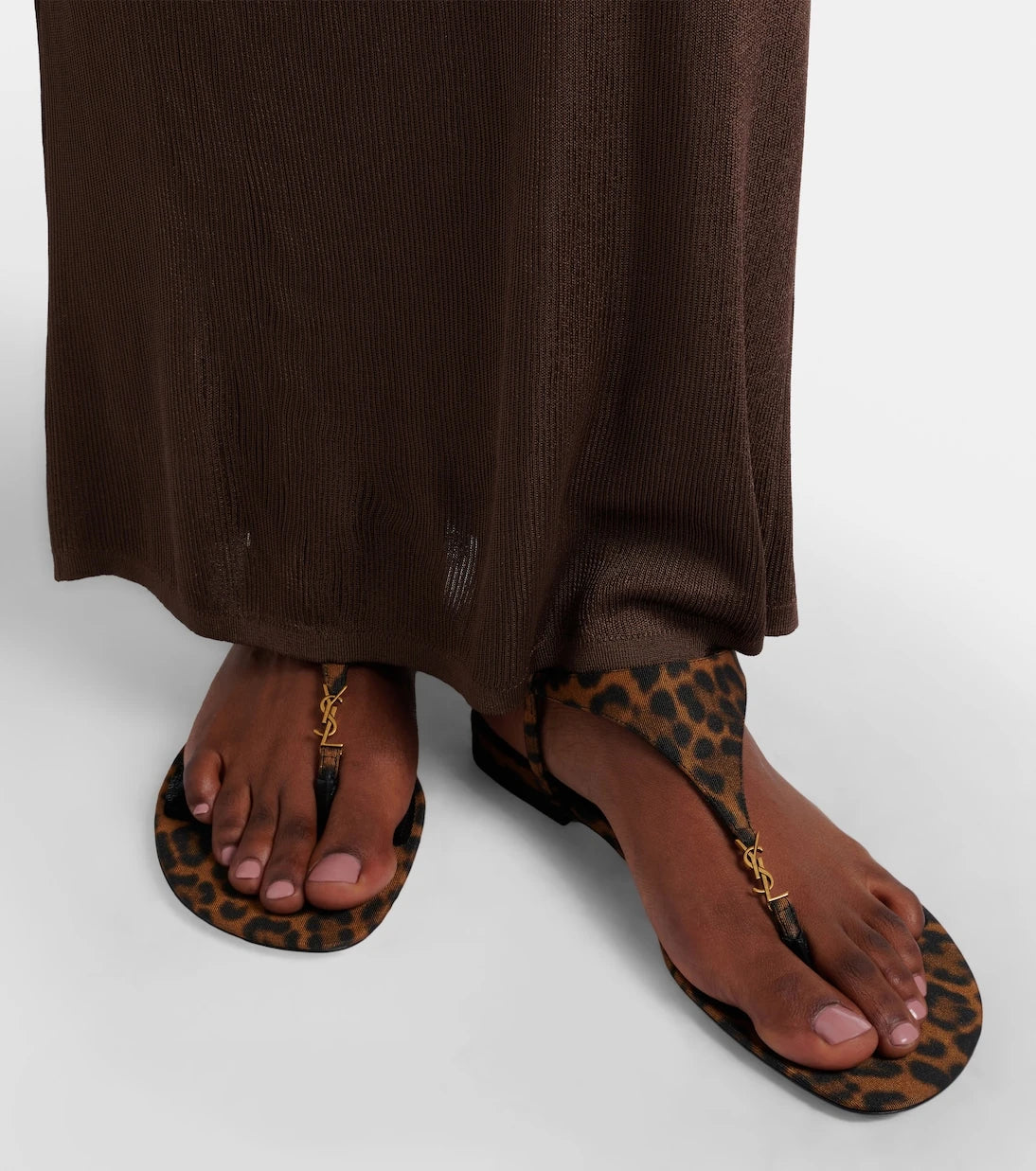 Saint Laurent - Cassandra leopard-print grosgrain sandals