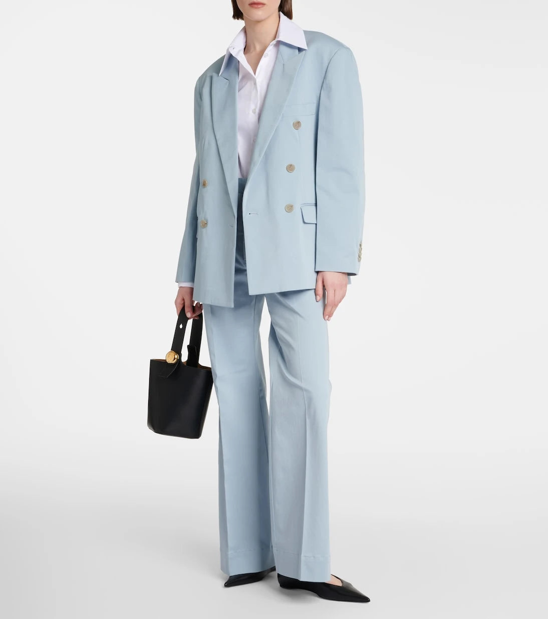 Plan C - High-rise cotton-blend flared pants