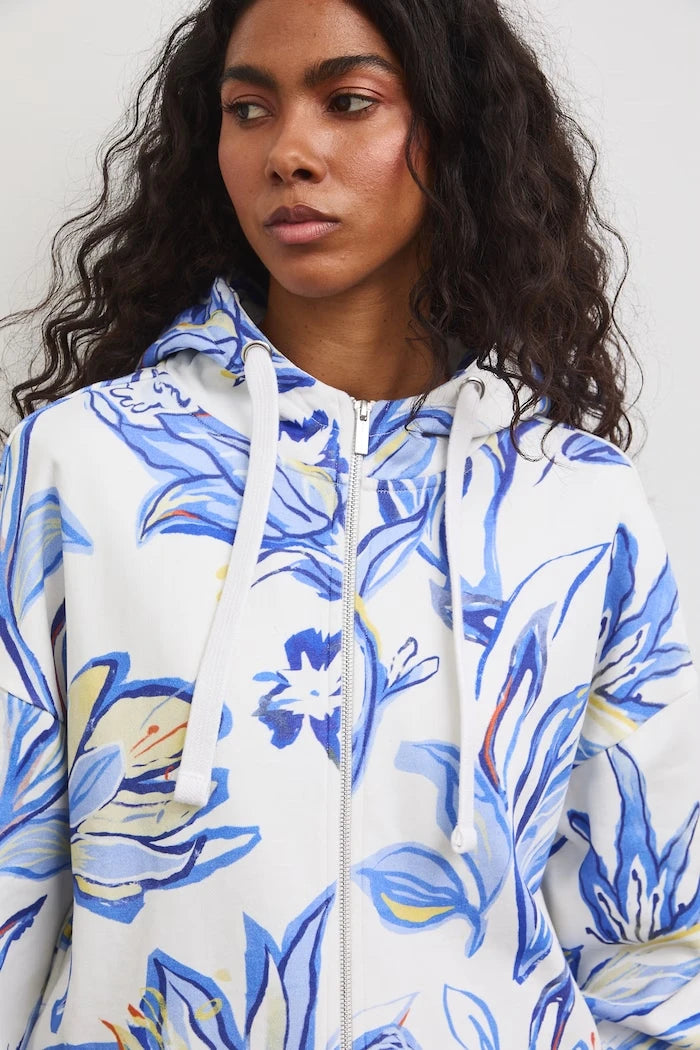 Medicine fermuarlı ve kapüşonlu kadın pamuklu sweatshirt