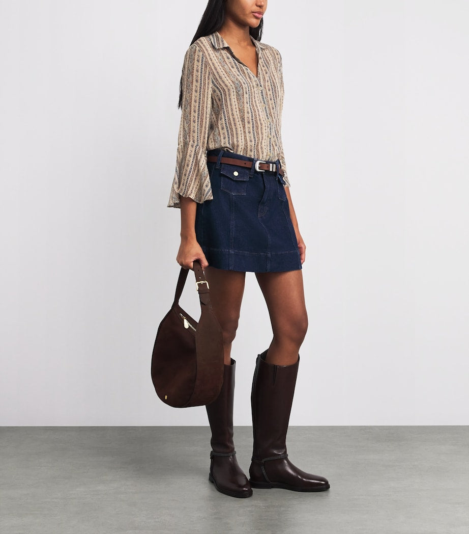 PAIGE Brown Silk Jasmeet Blouse