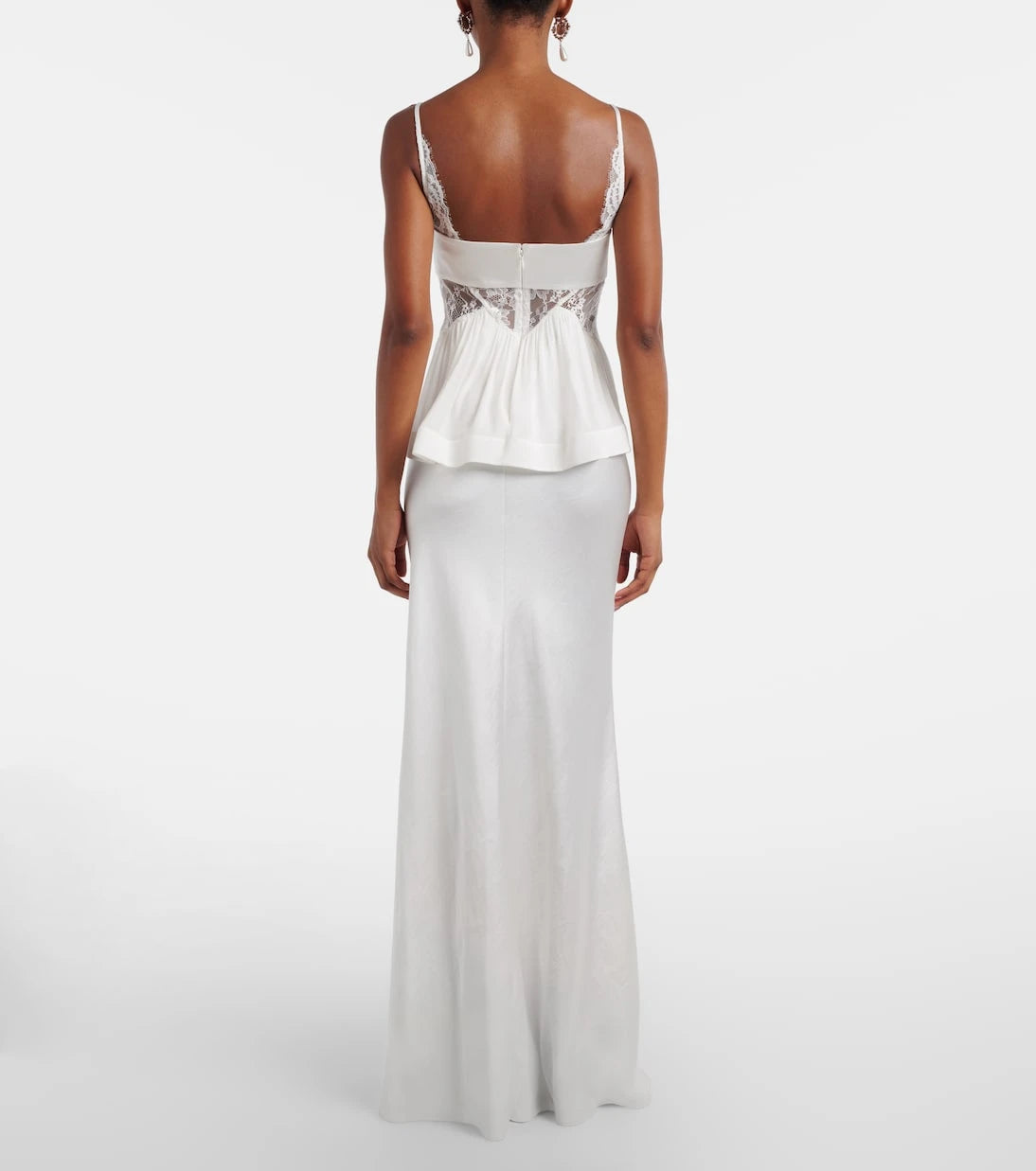 Self-Portrait - Lace-trimmed georgette and satin gown