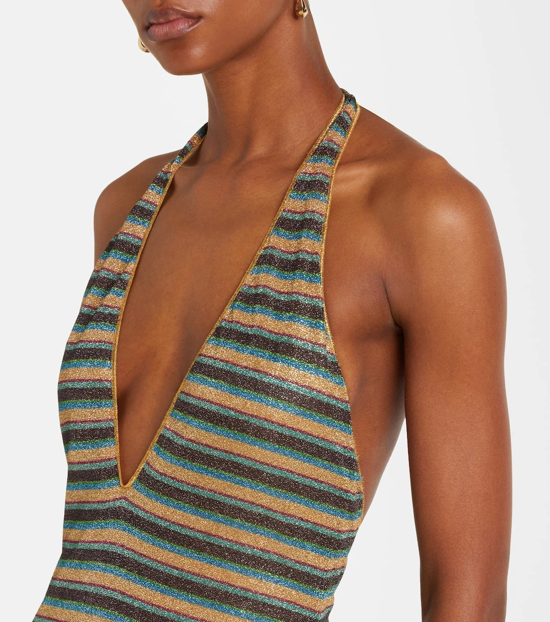 Oséree - Lumière striped halterneck maxi dress