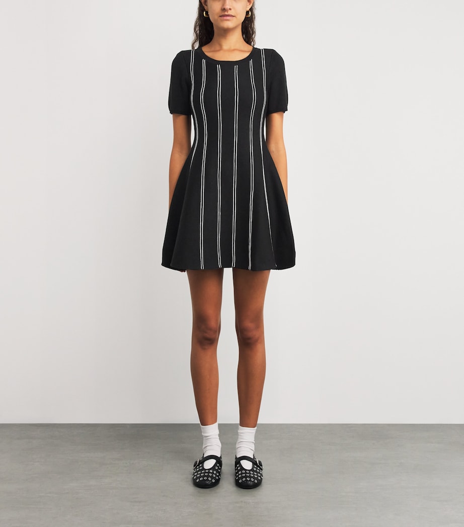 Claudie Pierlot Black Knitted Stripe Mini Dress