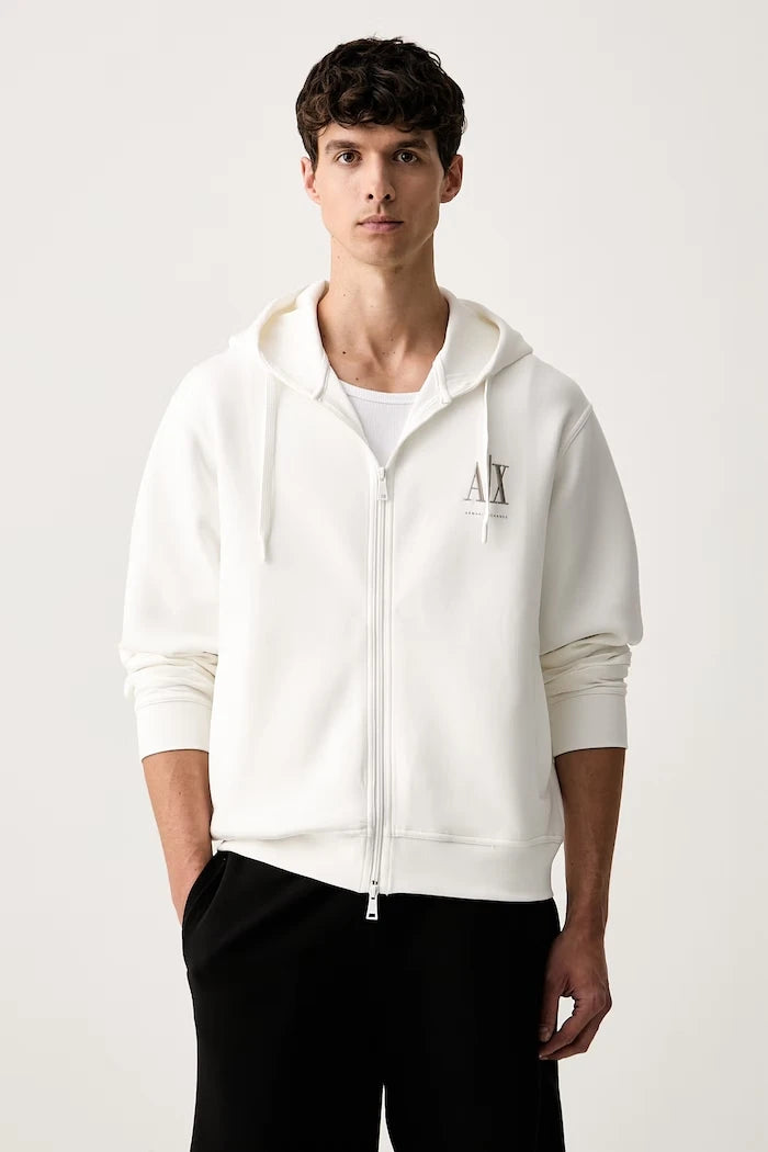 Armani Exchange fermuarlı kapüşonlu erkek pamuklu sweatshirt