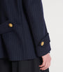 Balmain Merino Wool-Blend Stripe Pea Coat