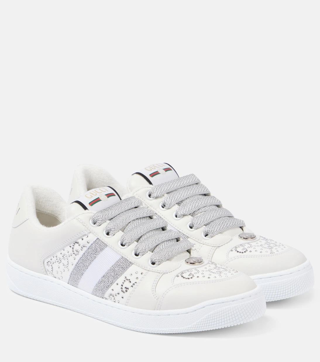 Gucci - Screener embellished leather sneakers