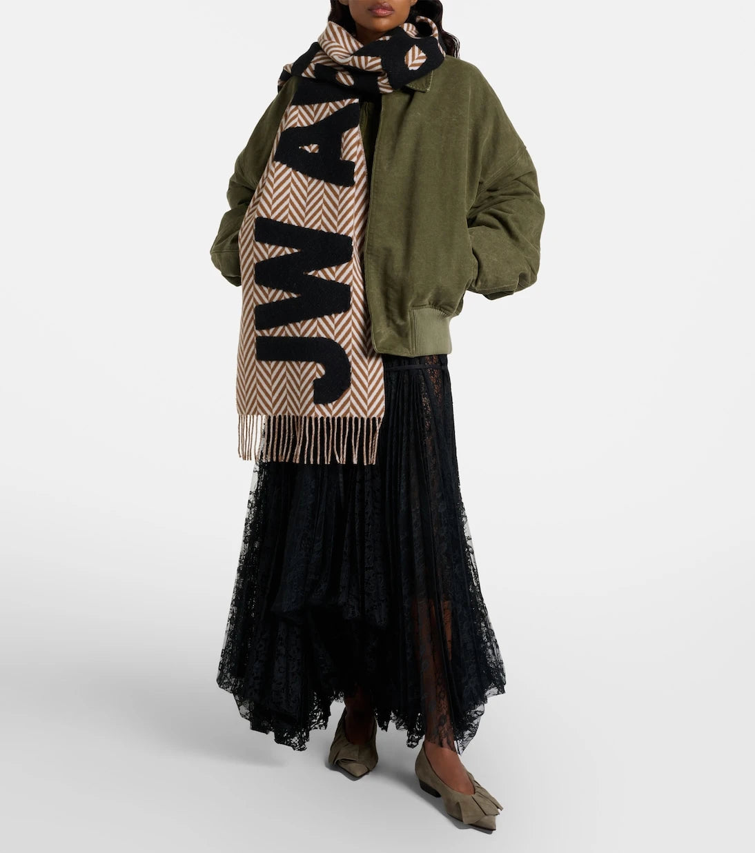 JW Anderson - Logolu yün ve alpaka karışımı atkı