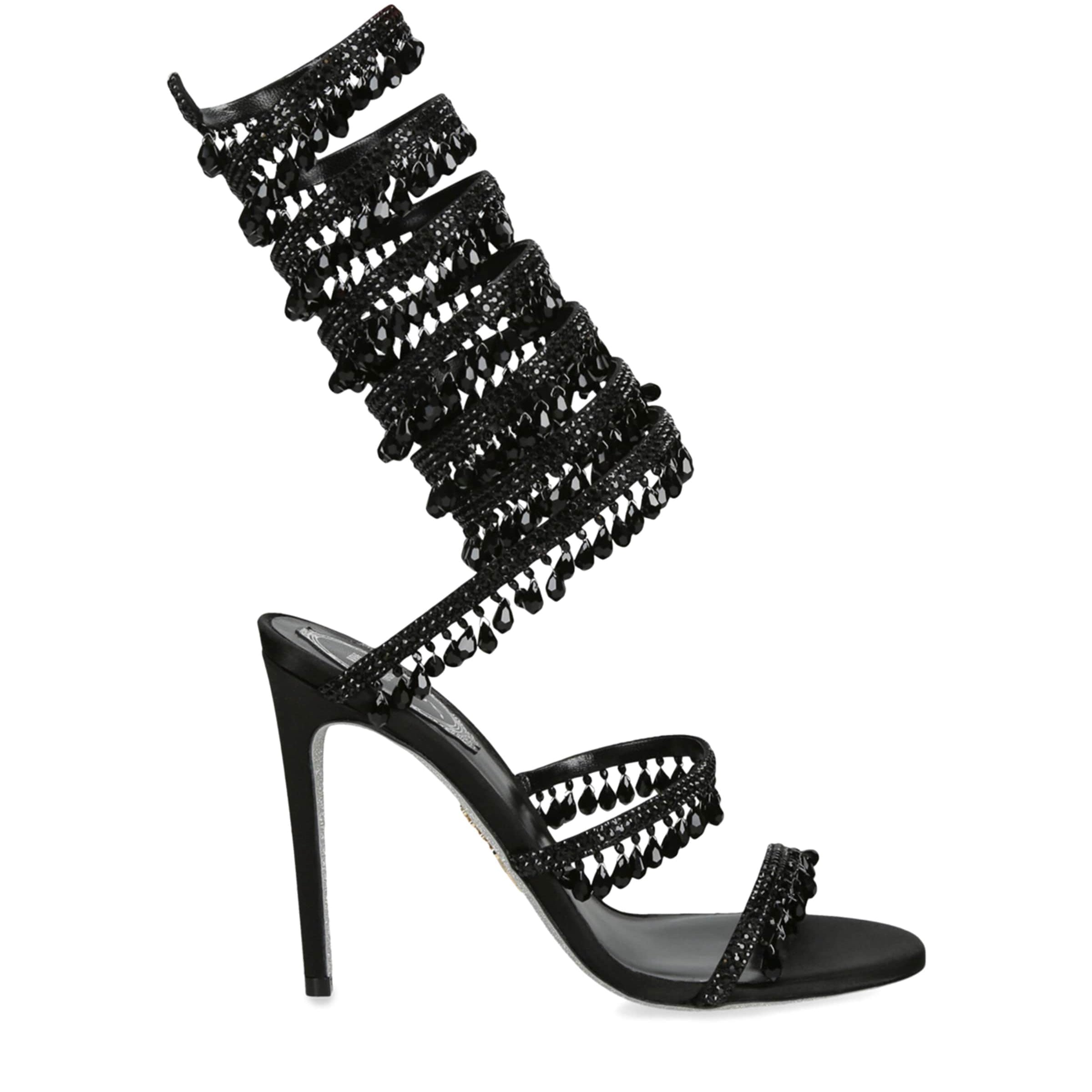 René Caovilla Black Chandelier Heeled Sandals 105