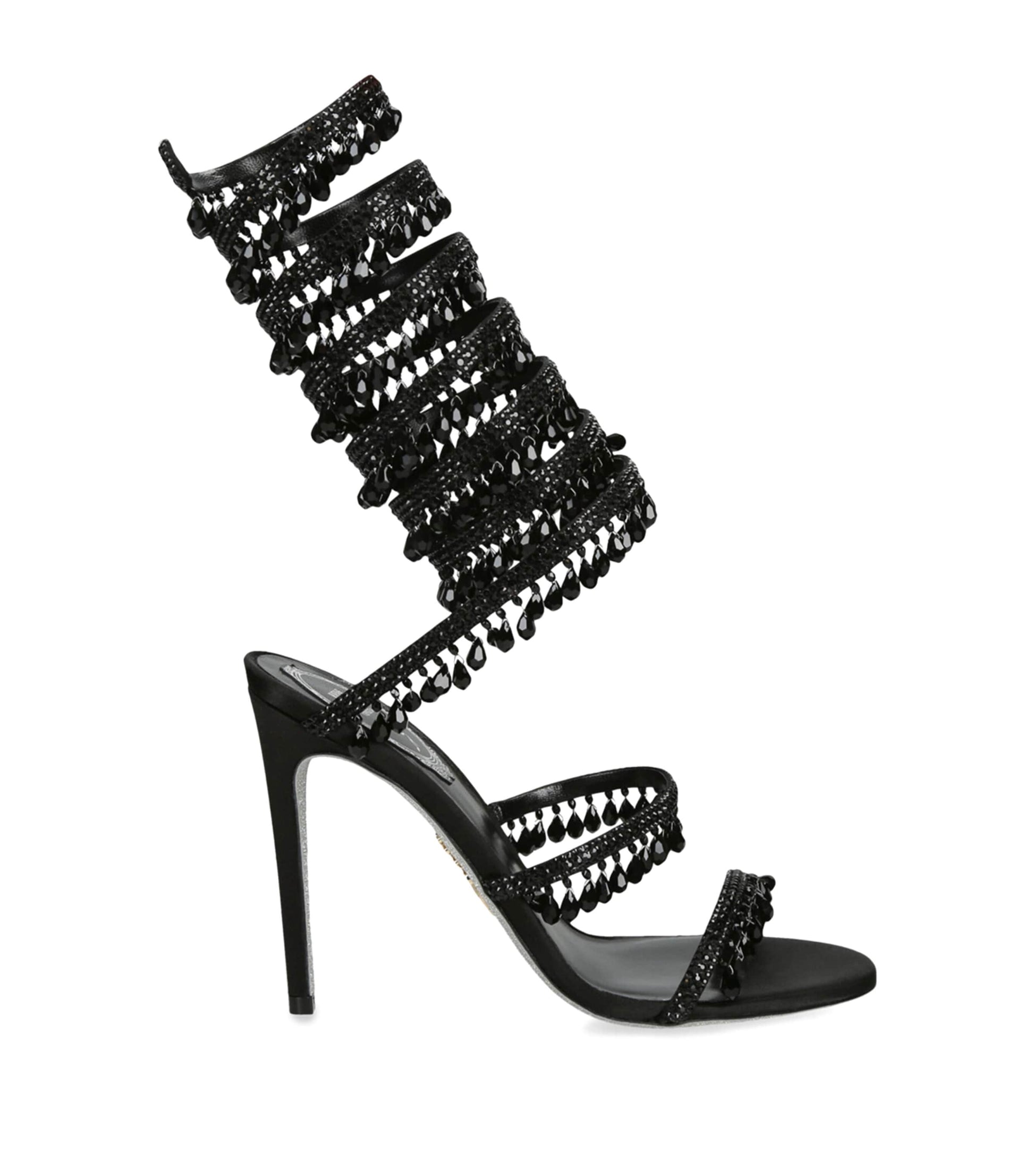 René Caovilla Black Chandelier Heeled Sandals 105