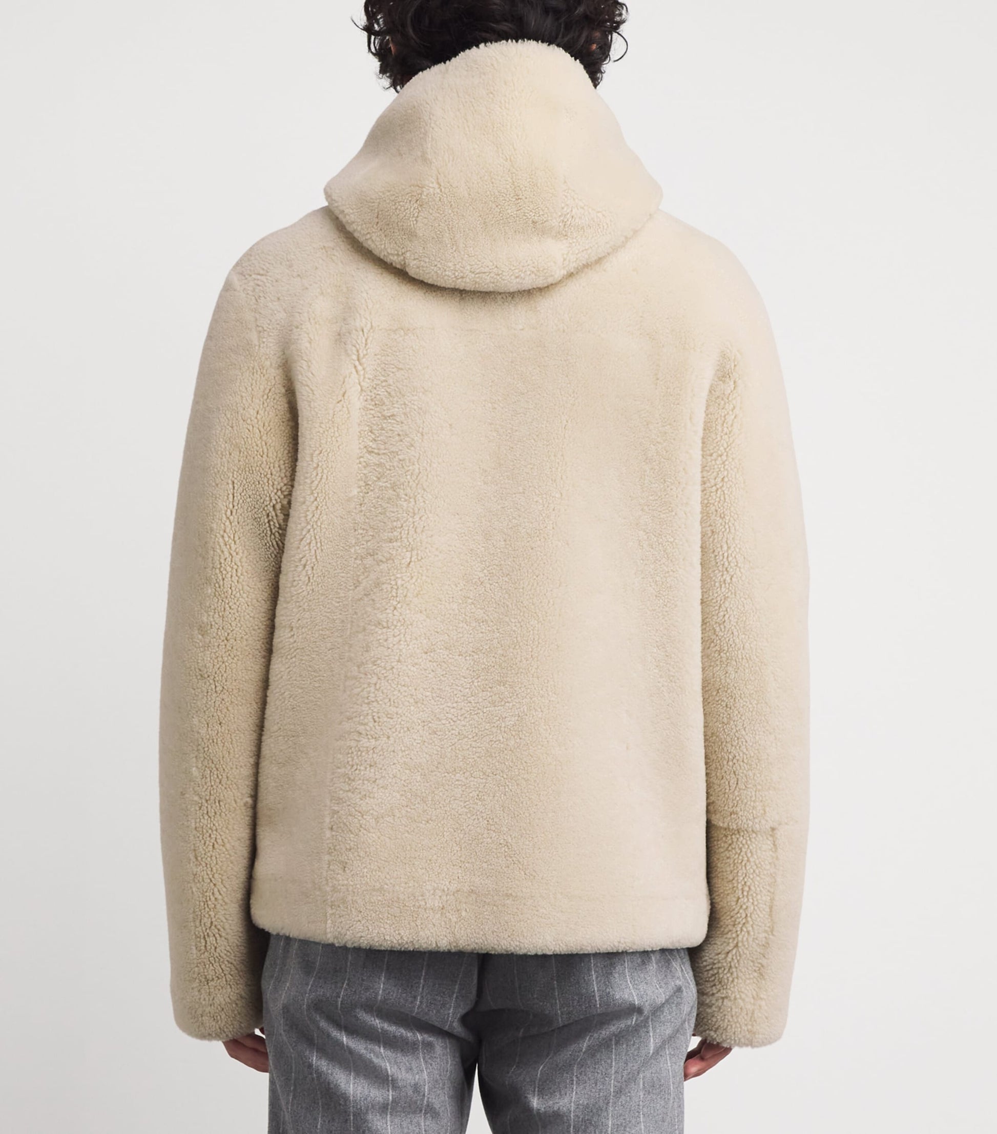 Ivory Shearling Hooded Jacket