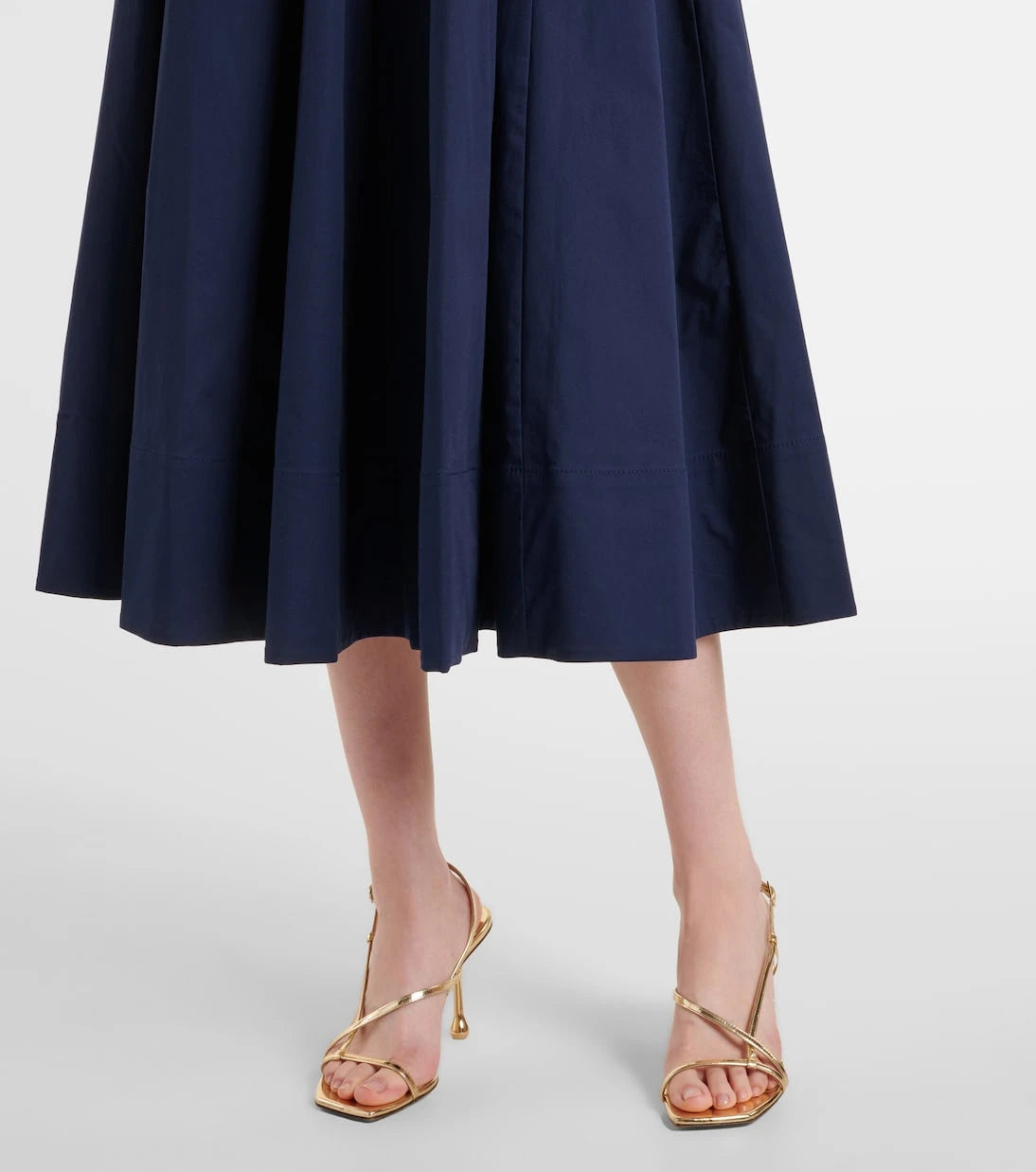 Staud - Wells pleated cotton midi dress