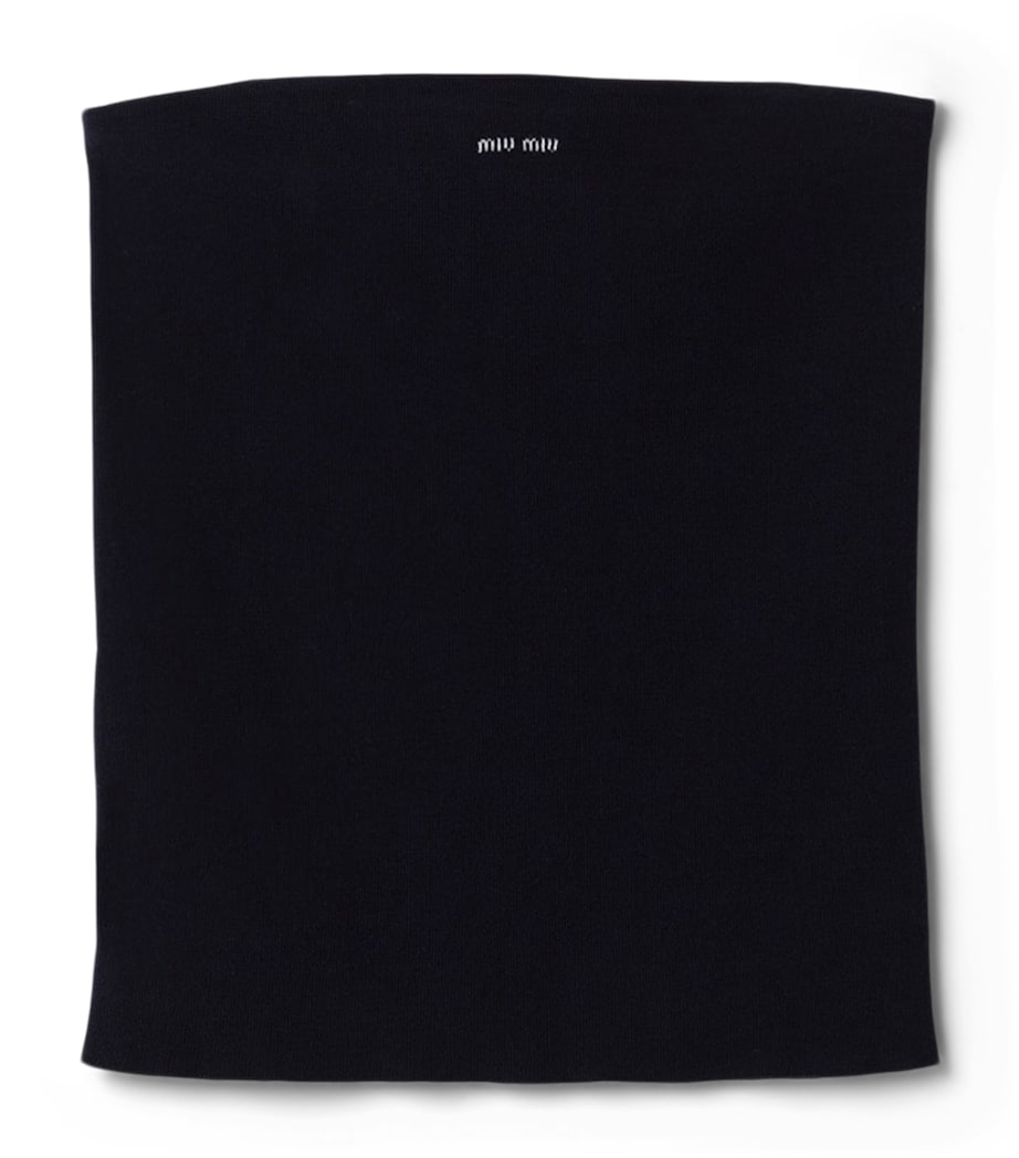 Blue Cotton Knitted Logo Tube Top