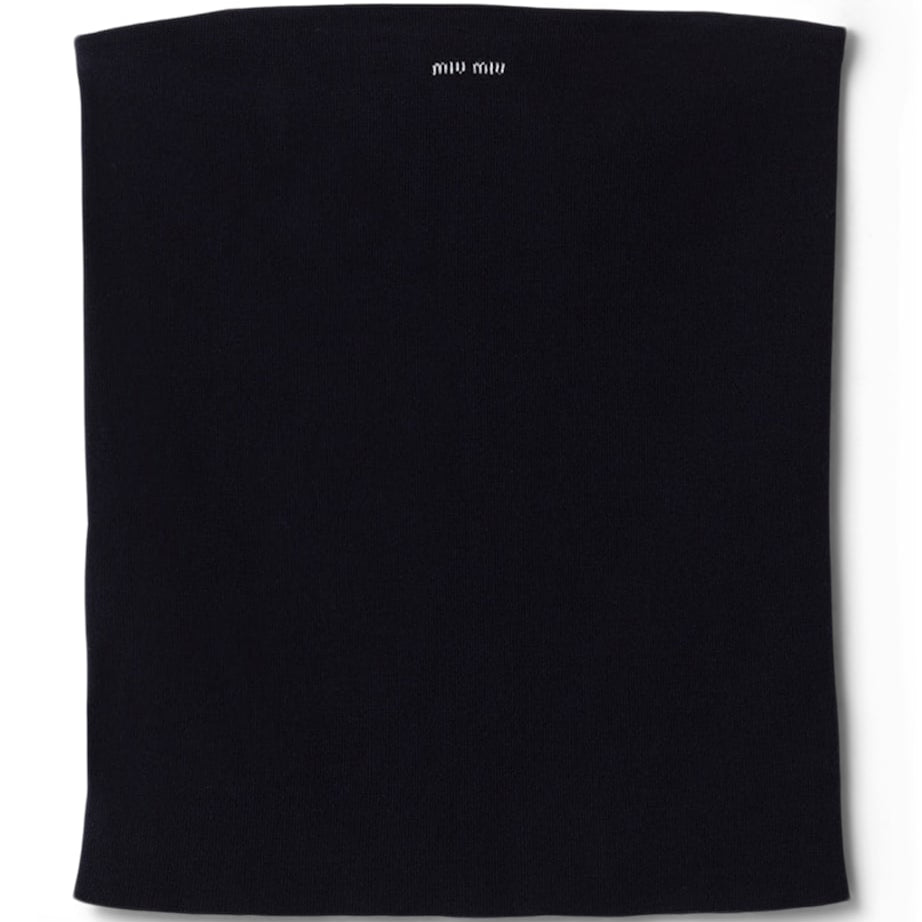 Blue Cotton Knitted Logo Tube Top