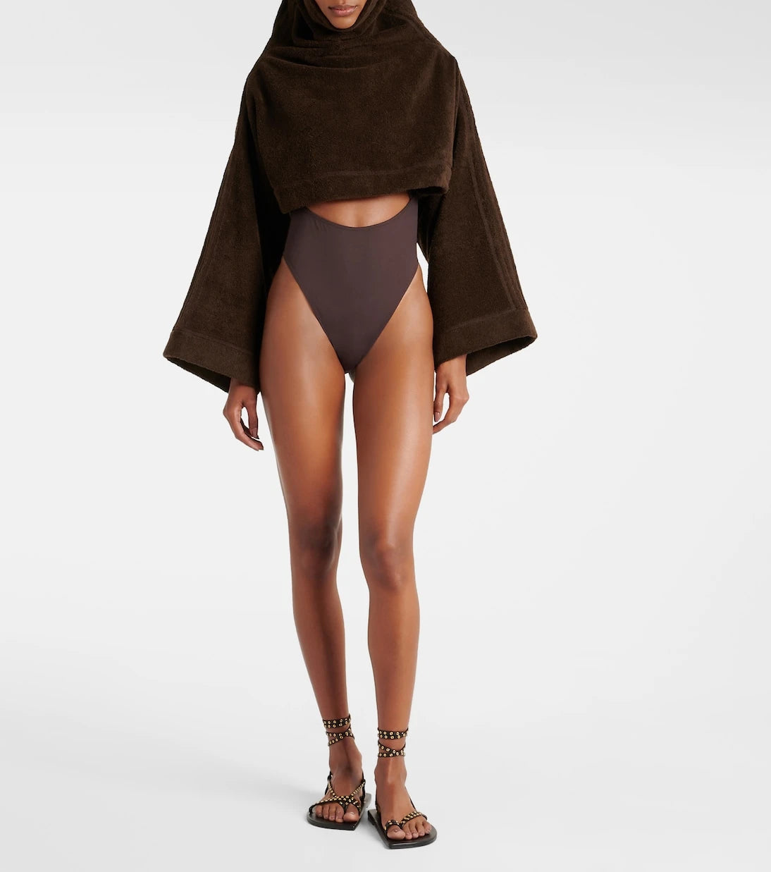 Alaïa - Cropped cotton terry hoodie