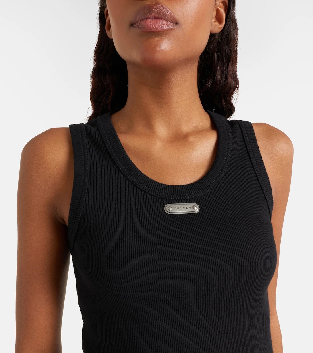 McQueen - Logo ribbed-knit tank top