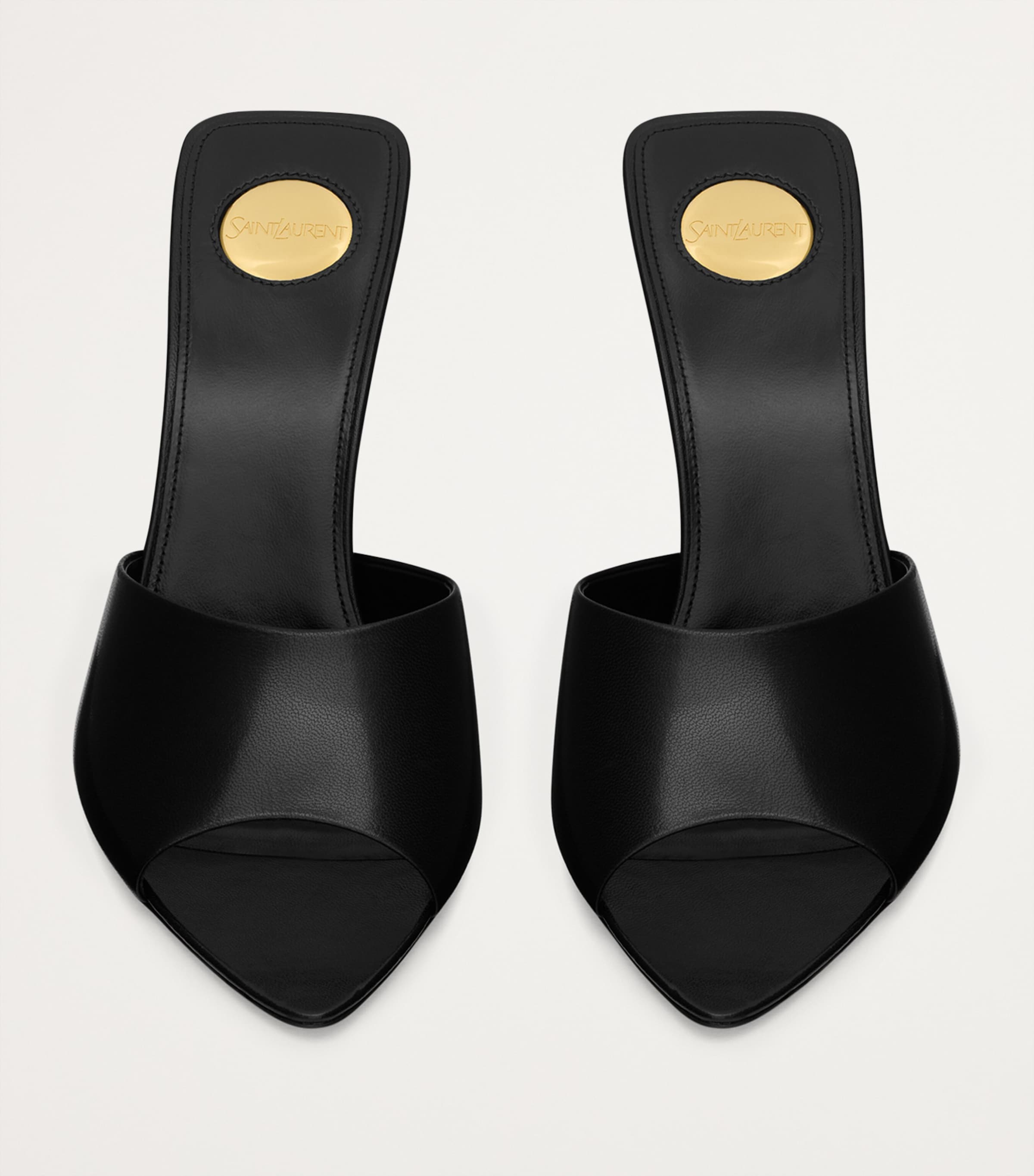 Black Leather Romy Mules 90