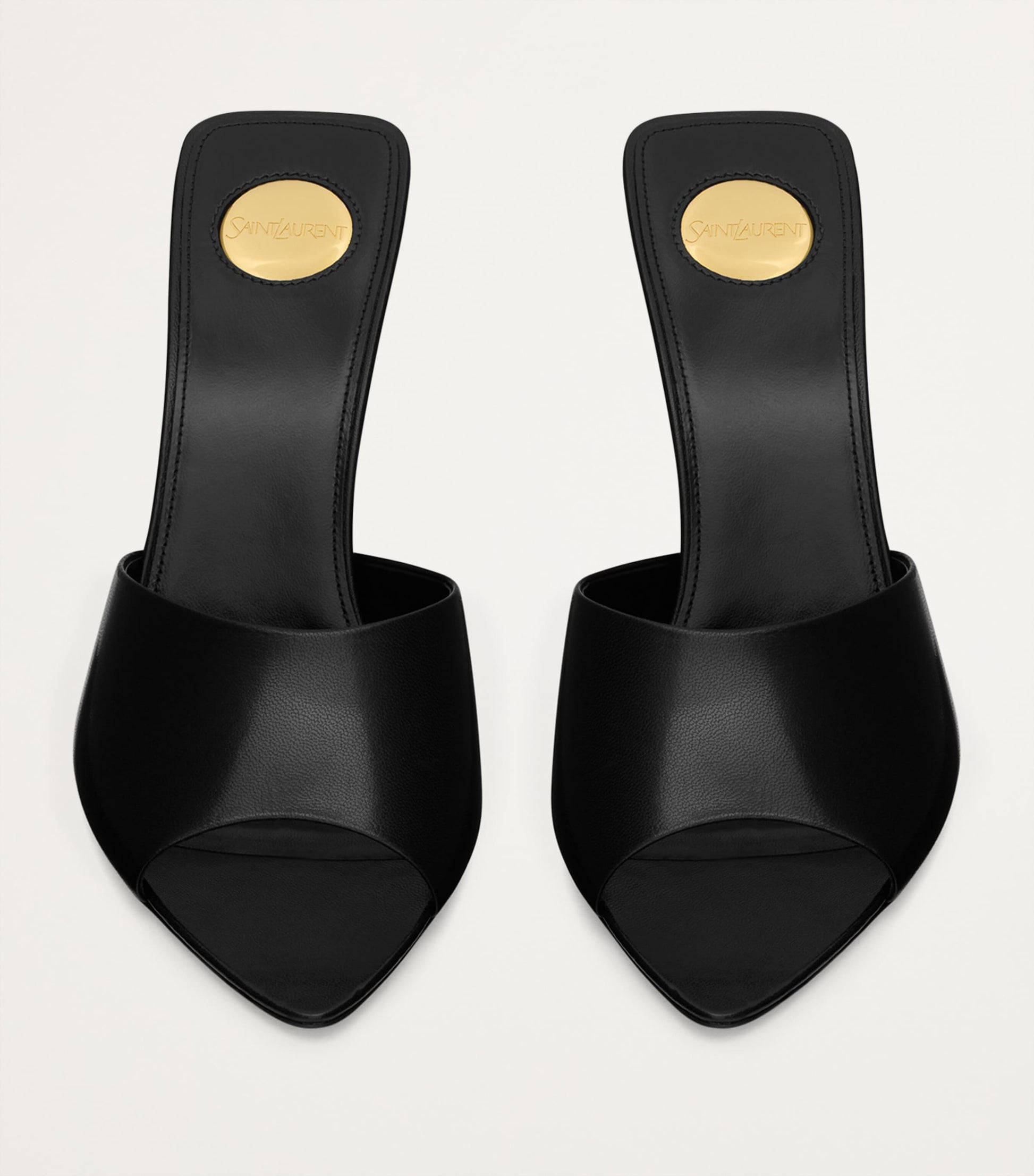 Black Leather Romy Mules 90